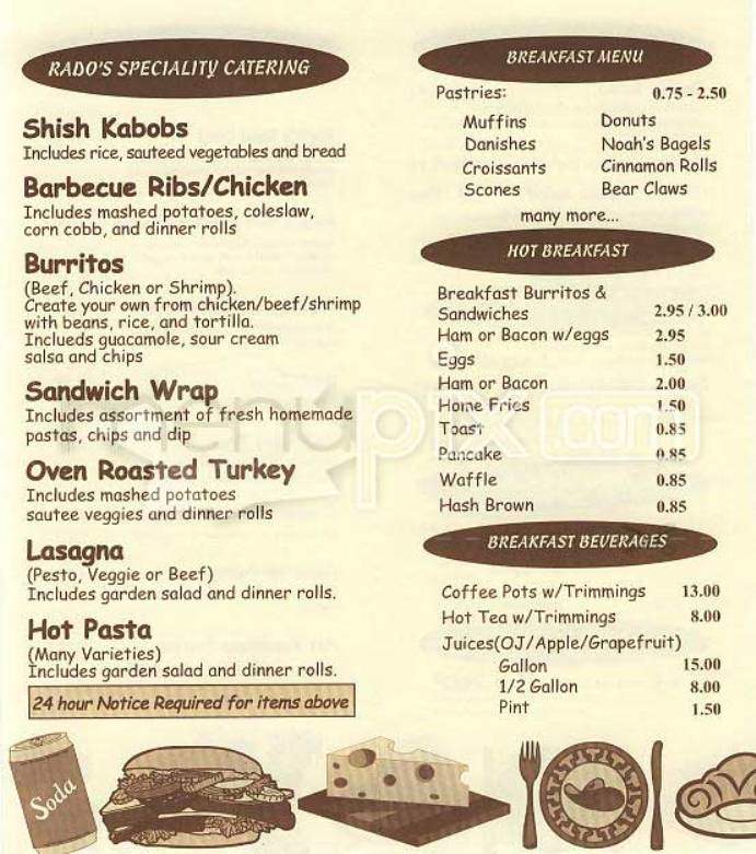 Rado's Gourmet Deli - San Francisco, CA menu_pic