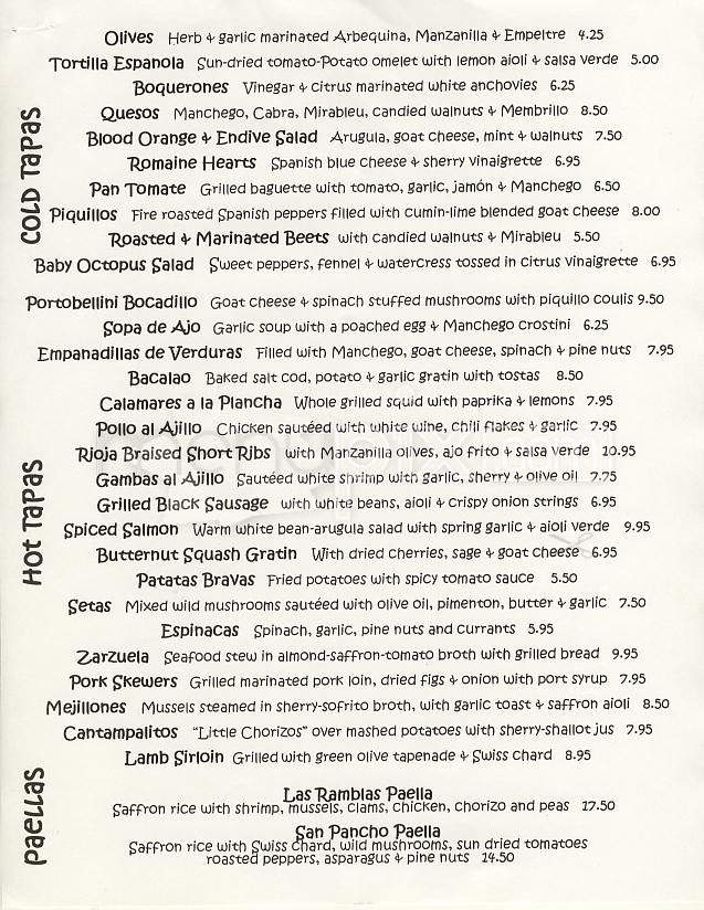 Ramblas Tapas - San Francisco, CA menu_pic