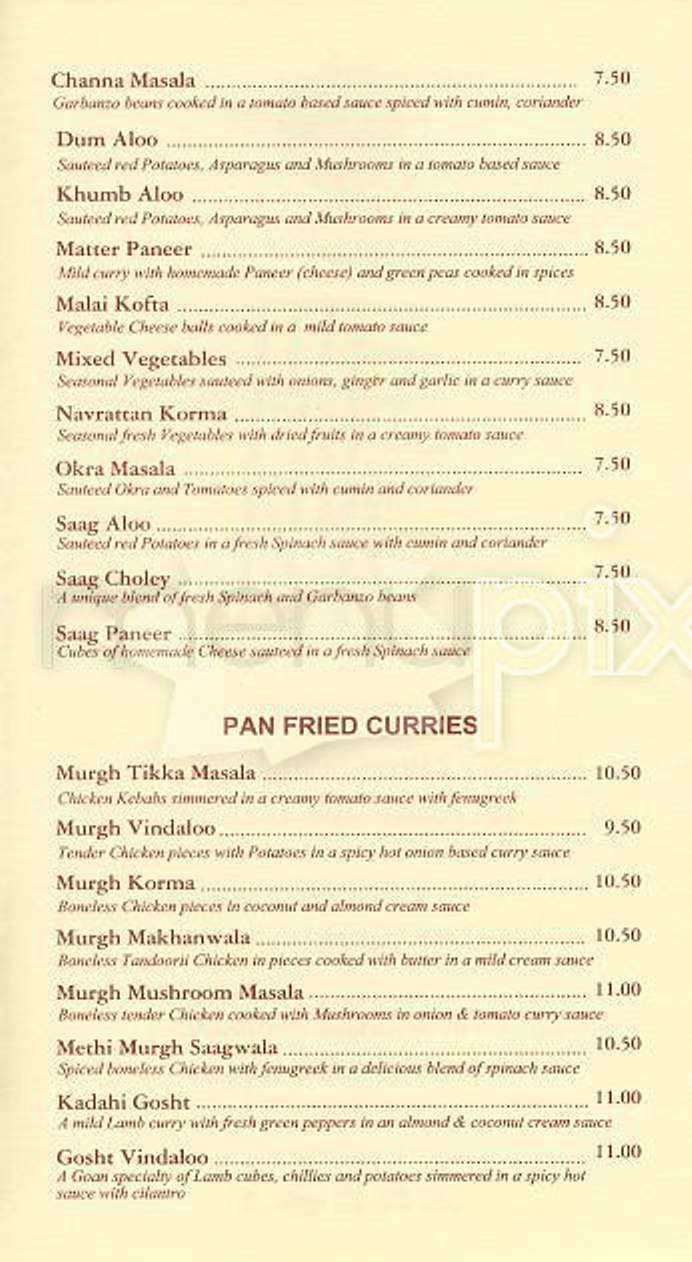 Rasoi - Indian Cuisine - Joplin, MO menu_pic