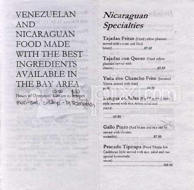 Restaurant Salto Angel - San Francisco, CA menu_pic