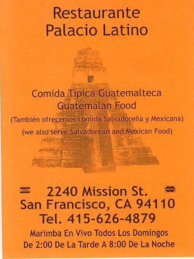 Restaurante Palacio Latino - San Francisco, CA menu_pic