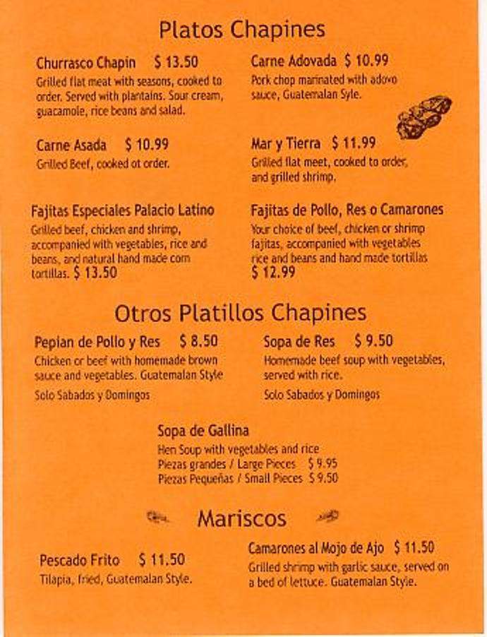 Restaurante Palacio Latino - San Francisco, CA menu_pic