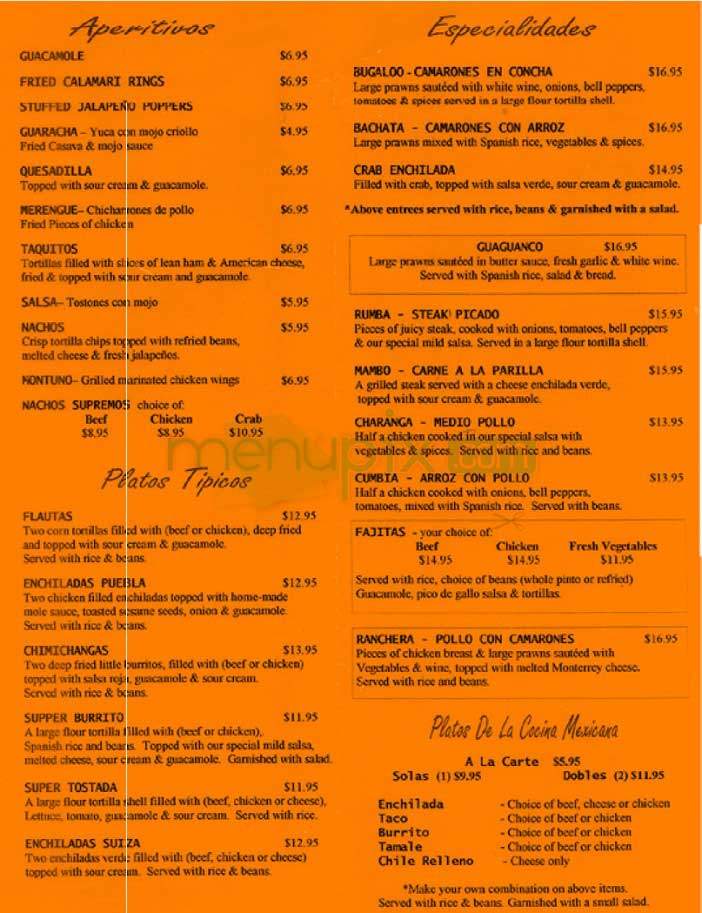 Roccapulco Supper Club - San Francisco, CA menu_pic
