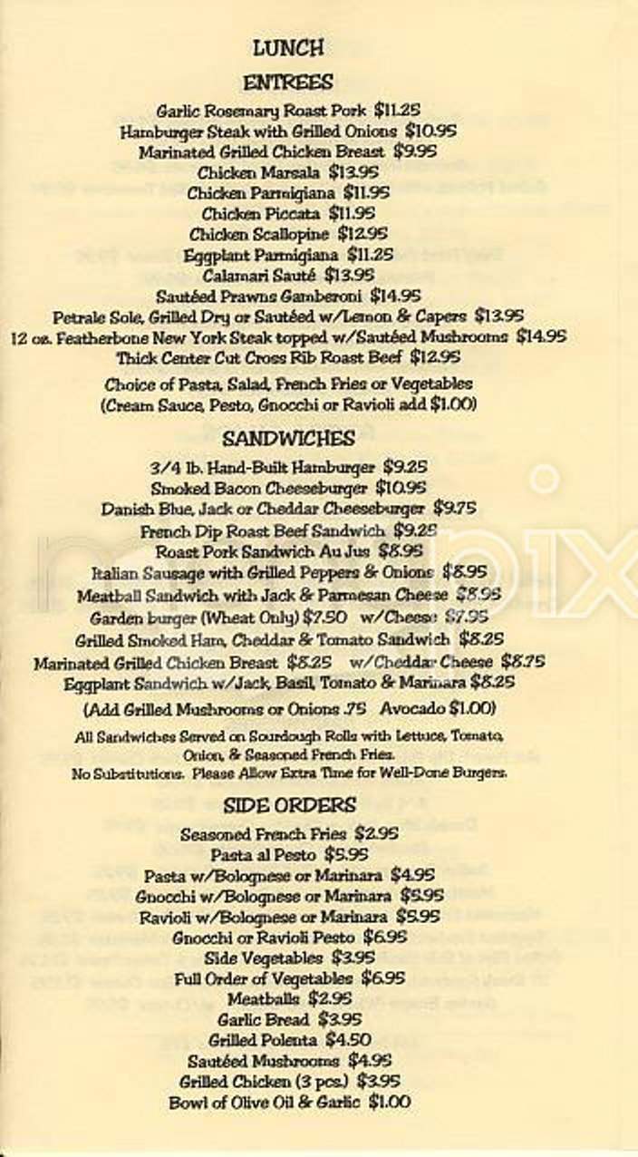Rocco's Cafe - San Francisco, CA menu_pic
