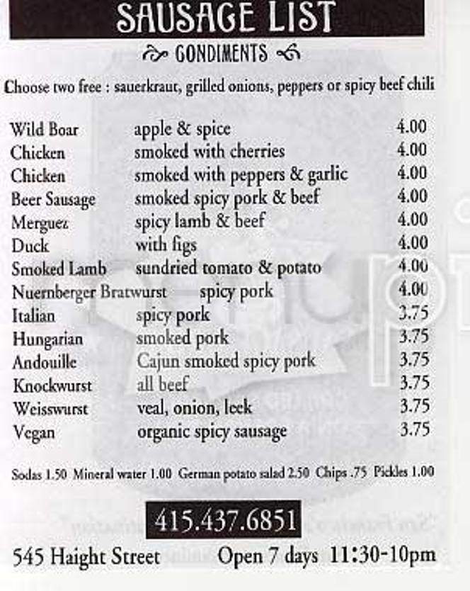 Rosamunde - San Francisco, CA menu_pic