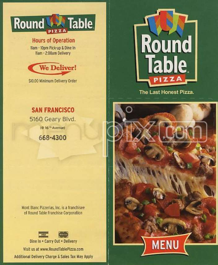 Round Table Pizza - San Francisco, CA menu_pic
