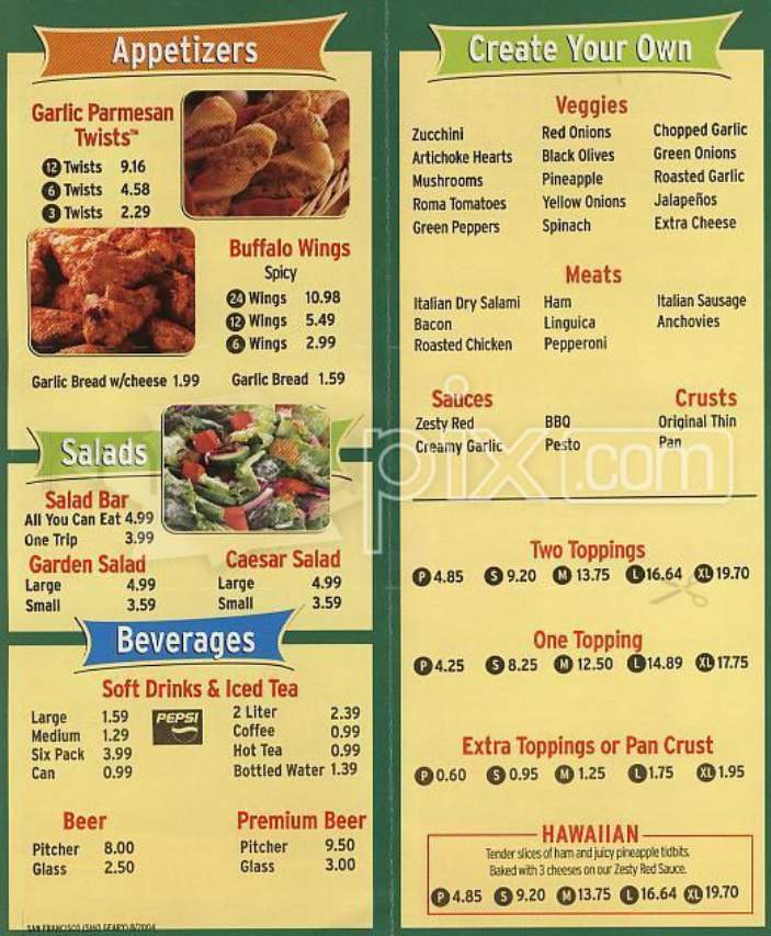 Round Table Pizza - San Francisco, CA menu_pic