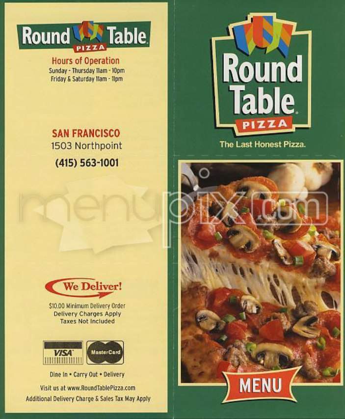 Round Table Pizza - San Francisco, CA menu_pic