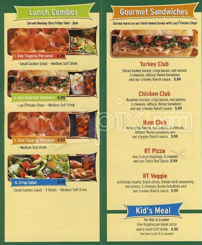 Menu Of Round Table Pizza In San