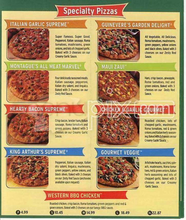 Round Table Pizza Lunch Menu