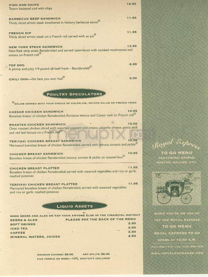 Royal Exchange - San Francisco, CA menu_pic