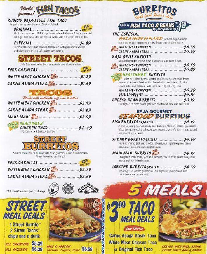 /821827/Rubios-Fresh-Mexican-Grill-Menu-Scottsdale-AZ - Scottsdale, AZ