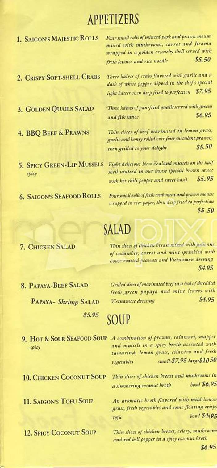 Saigon Saigon - San Francisco, CA menu_pic