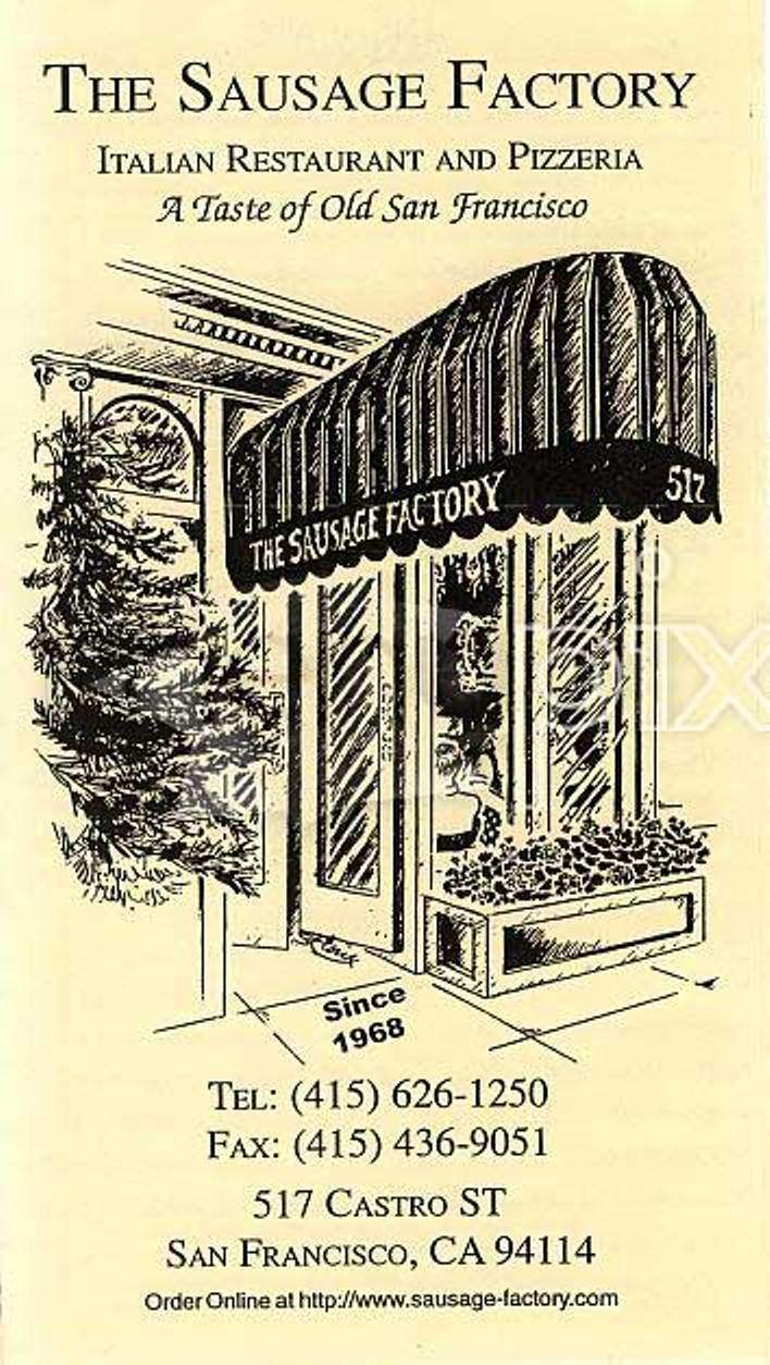 The Sausage Factory - San Francisco, CA menu_pic