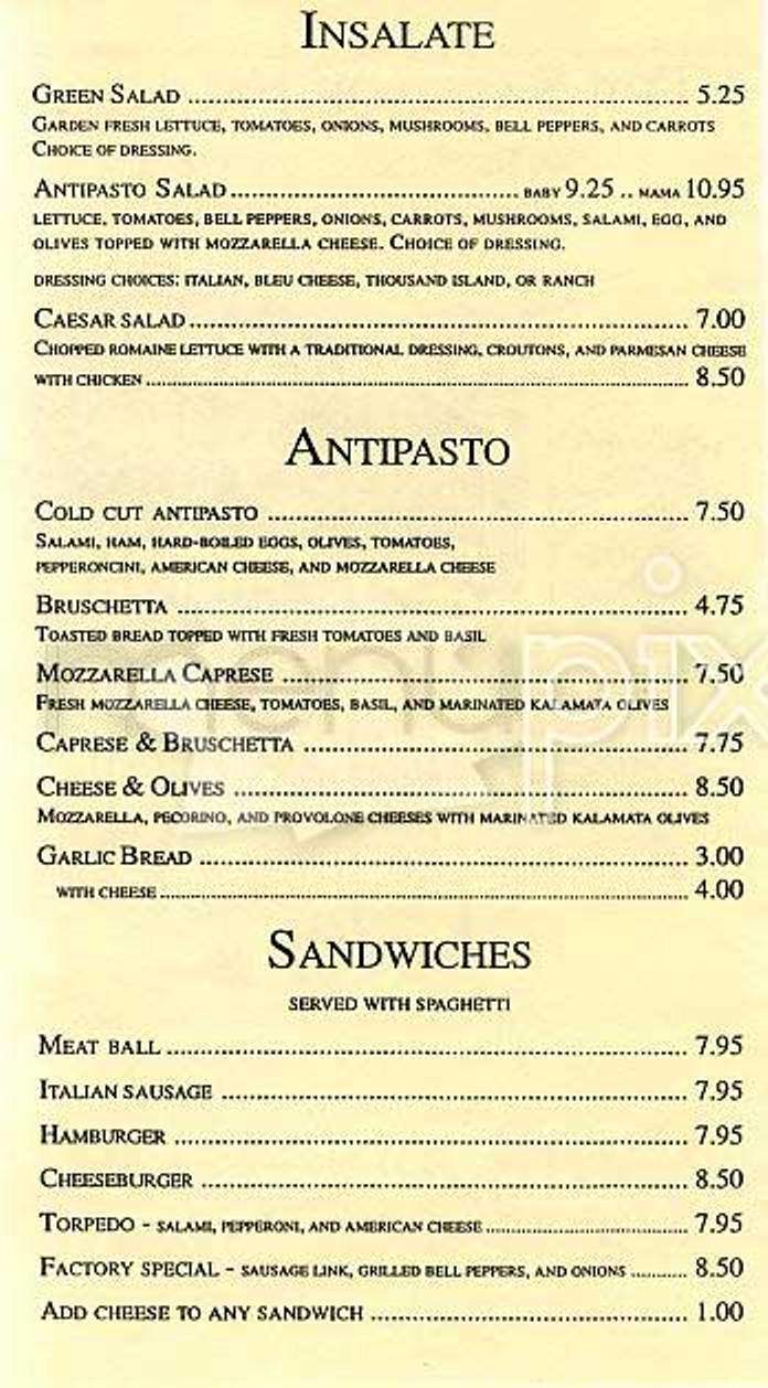 The Sausage Factory - San Francisco, CA menu_pic