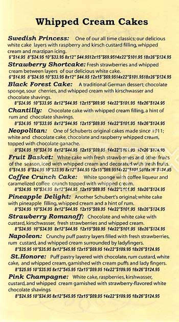 Schubert's Bakery - San Francisco, CA menu_pic