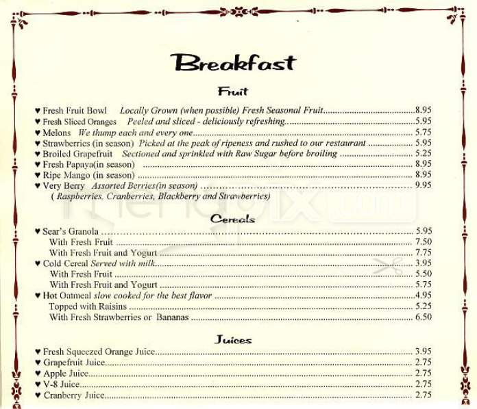 Sears Fine Food - San Francisco, CA menu_pic