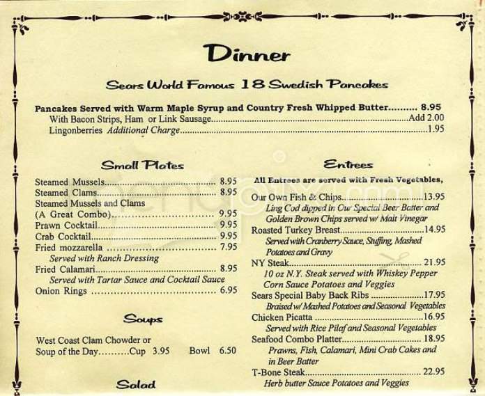 Sears Fine Food - San Francisco, CA menu_pic