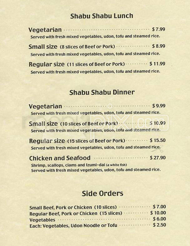 Shabu Sen - San Francisco, CA menu_pic