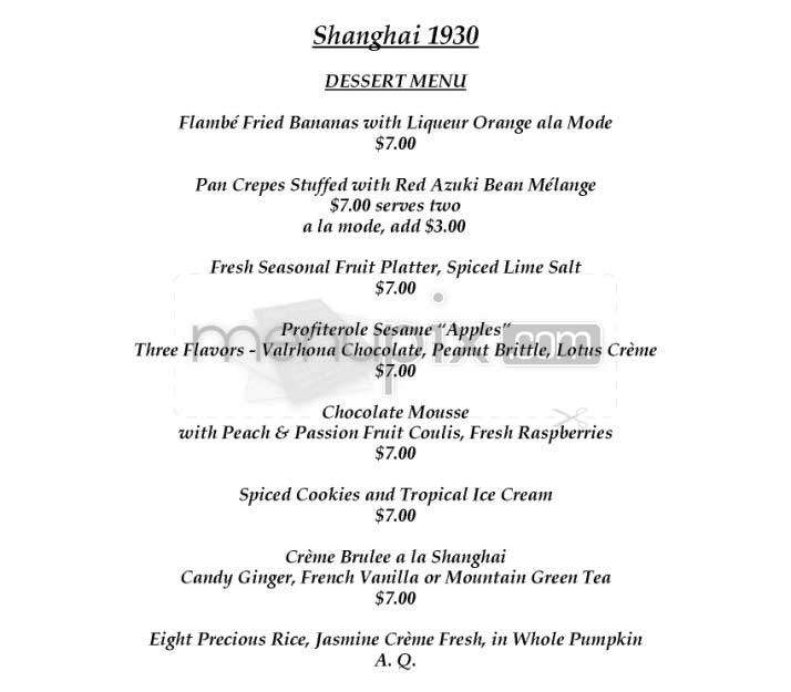 Shanghai 1930 Restaurant - San Francisco, CA menu_pic