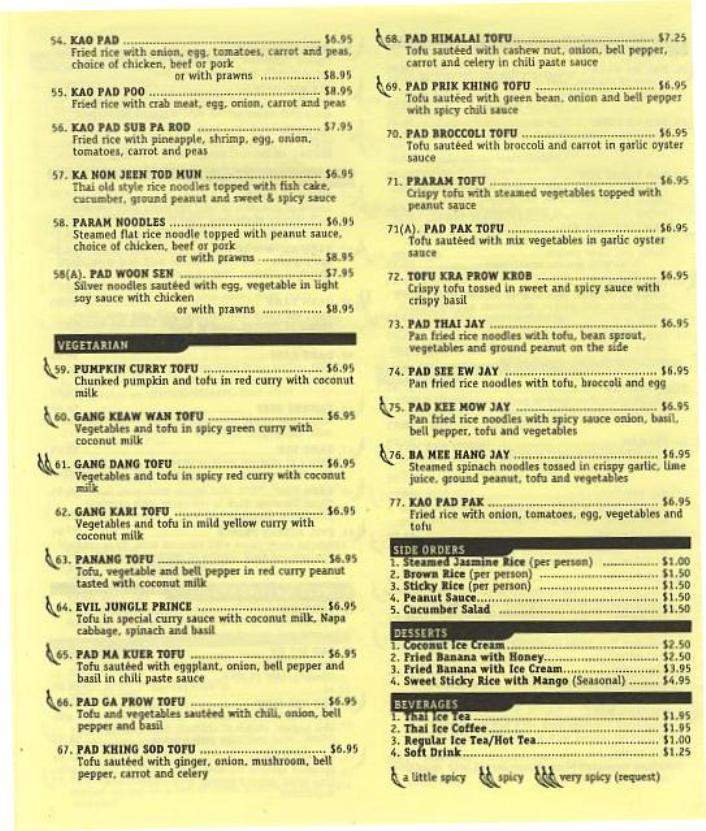 Silver Spoon Thai Kitchen - San Francisco, CA menu_pic