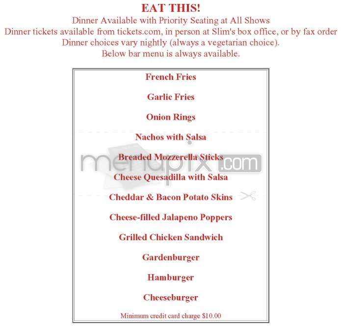 Slim's - San Francisco, CA menu_pic