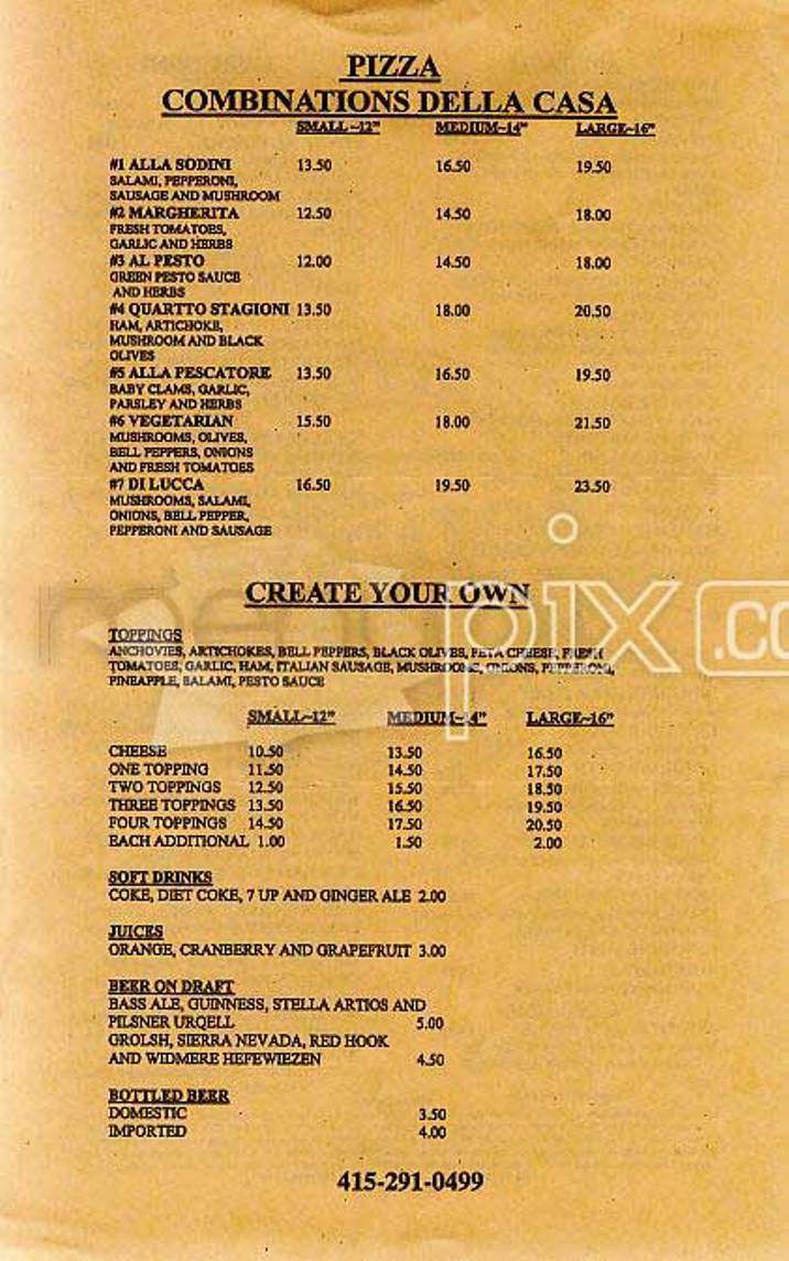Sodini's - San Francisco, CA menu_pic