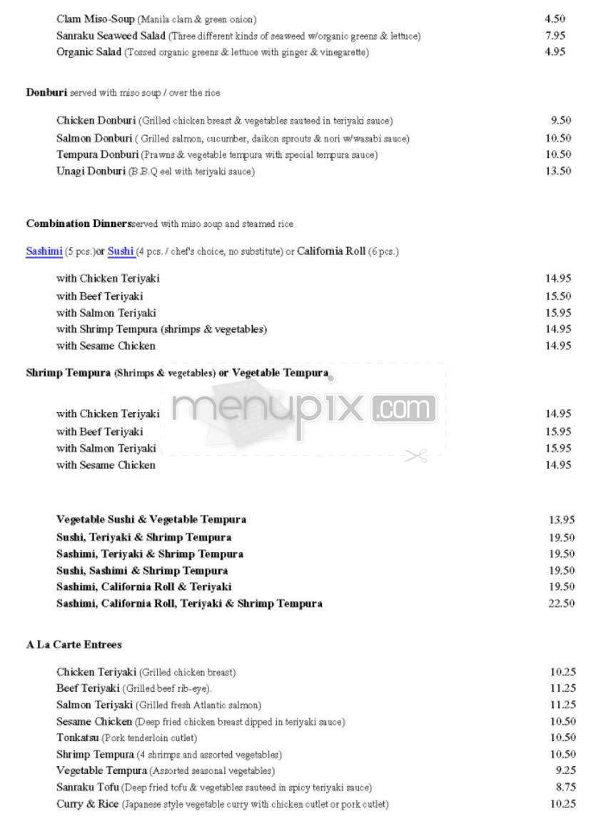 Sanraku - San Francisco, CA menu_pic