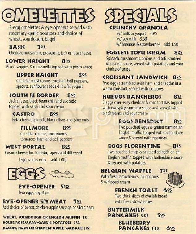 Squat & Gobble Cafe - San Francisco, CA menu_pic