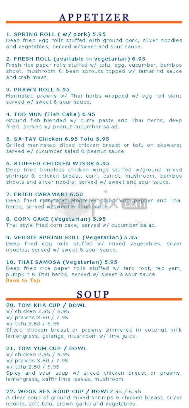Sri Thai - San Francisco, CA menu_pic