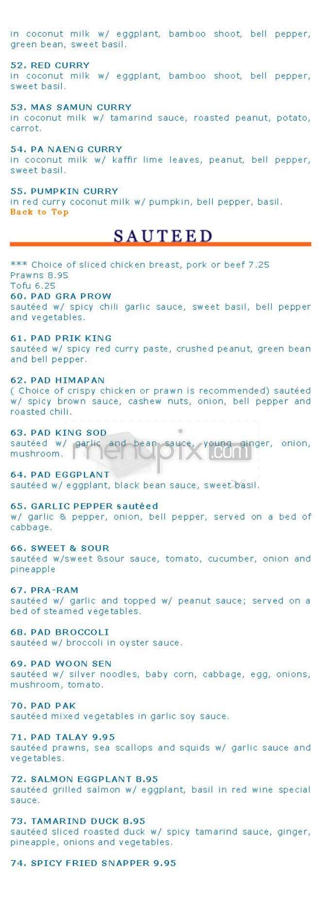 Sri Thai - San Francisco, CA menu_pic