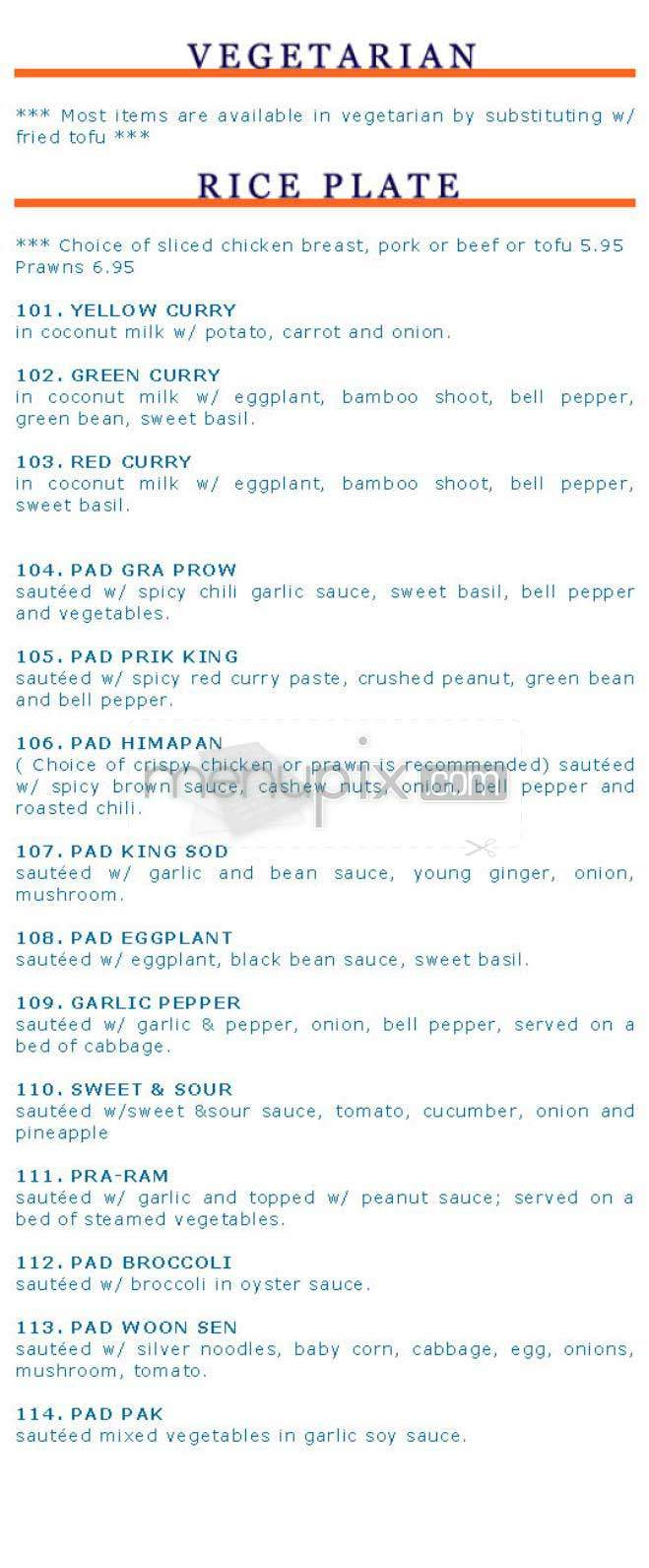 Sri Thai - San Francisco, CA menu_pic