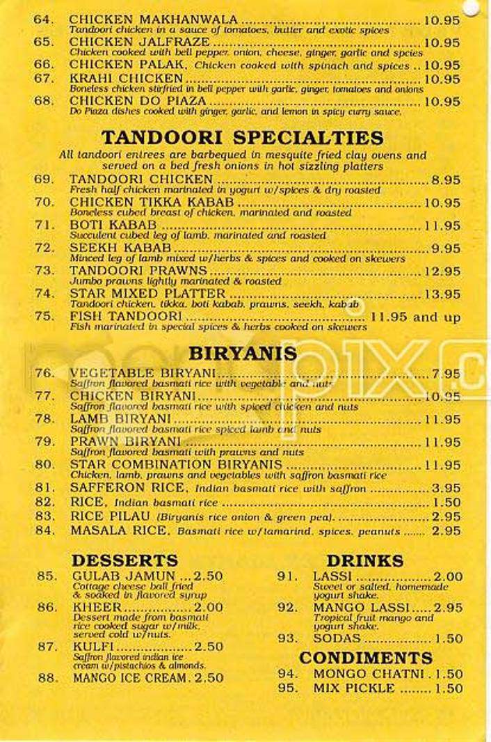 Star of India - Newnan, GA menu_pic