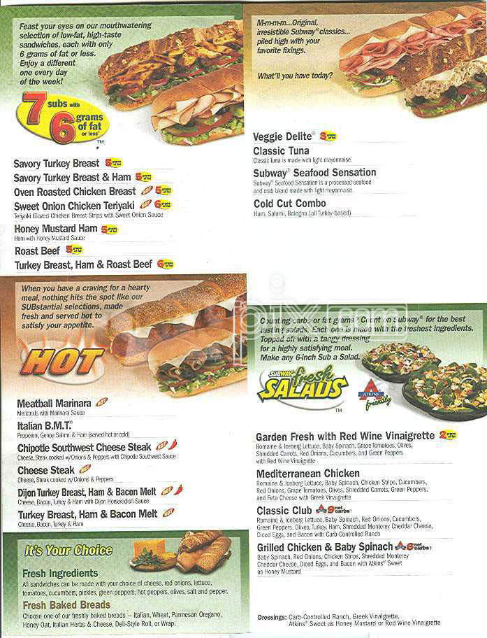 SUBWAY, Saint John - 800 Fairville Blvd. - Menu, Prices