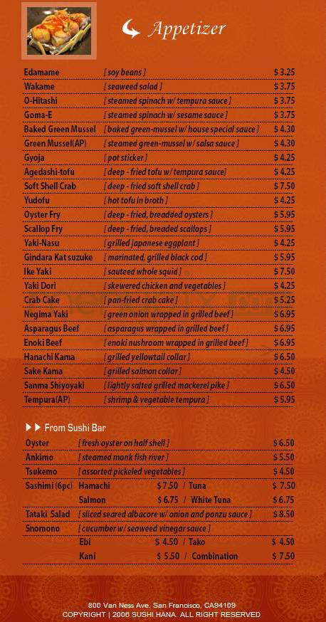 Sushi Hana - Tualatin, OR menu_pic