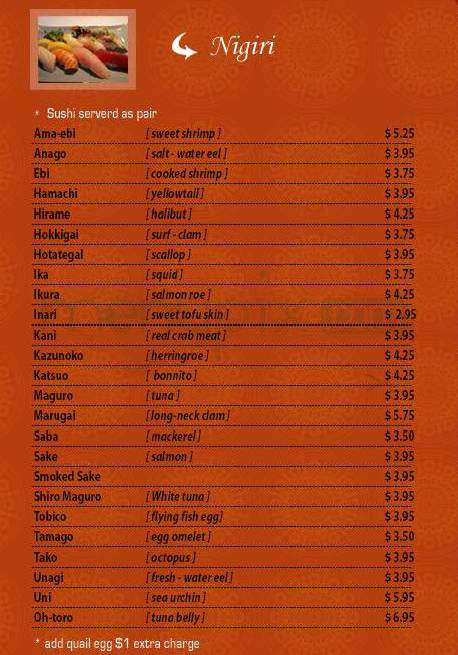 Sushi Hana - Tualatin, OR menu_pic