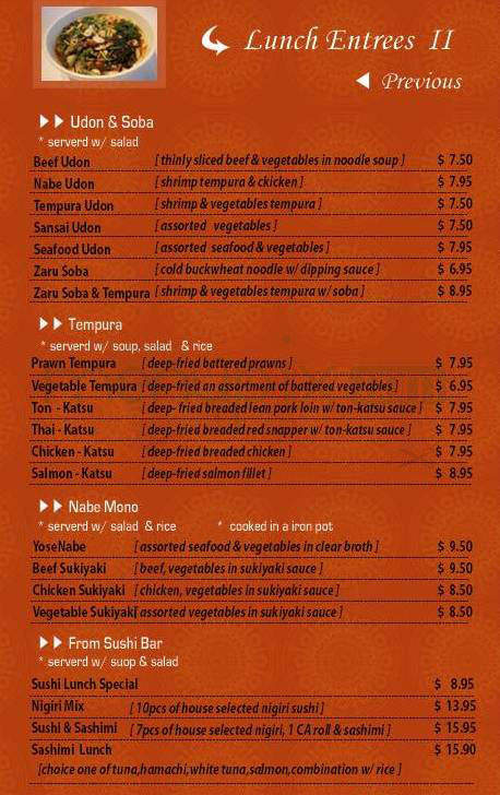 Sushi Hana - Tualatin, OR menu_pic