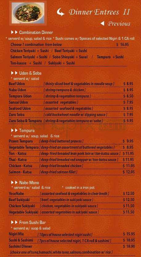 Sushi Hana - Tualatin, OR menu_pic