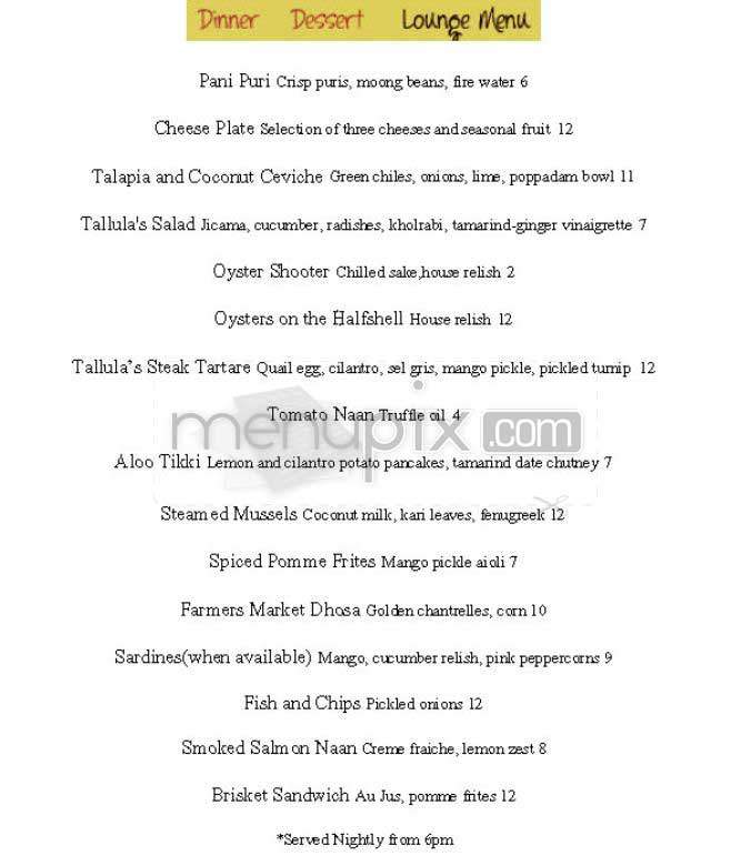 Tallula - San Francisco, CA menu_pic