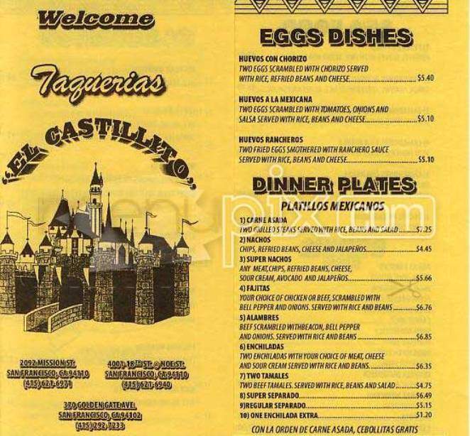 Taqueria El Castillito - San Francisco, CA menu_pic