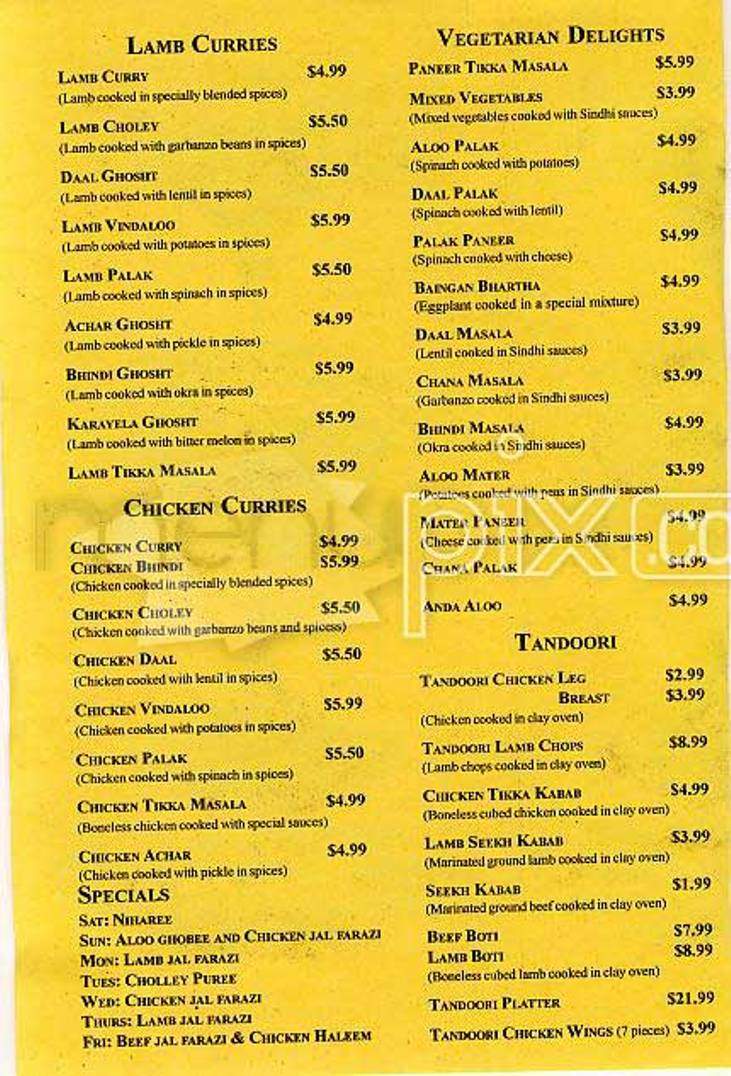 Tasty Curry - San Francisco, CA menu_pic