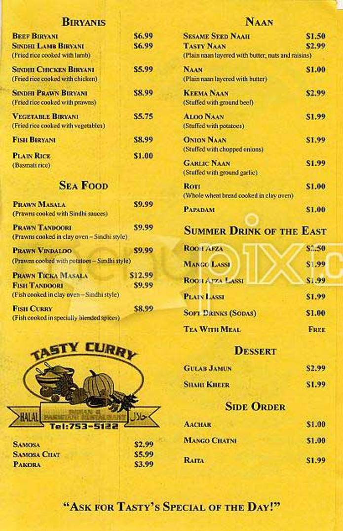 Tasty Curry - San Francisco, CA menu_pic