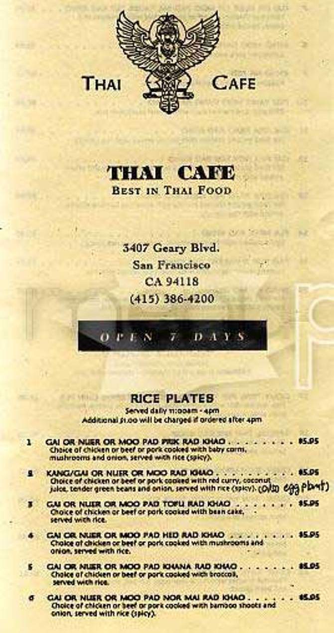 Thai Cafe - White House, TN menu_pic