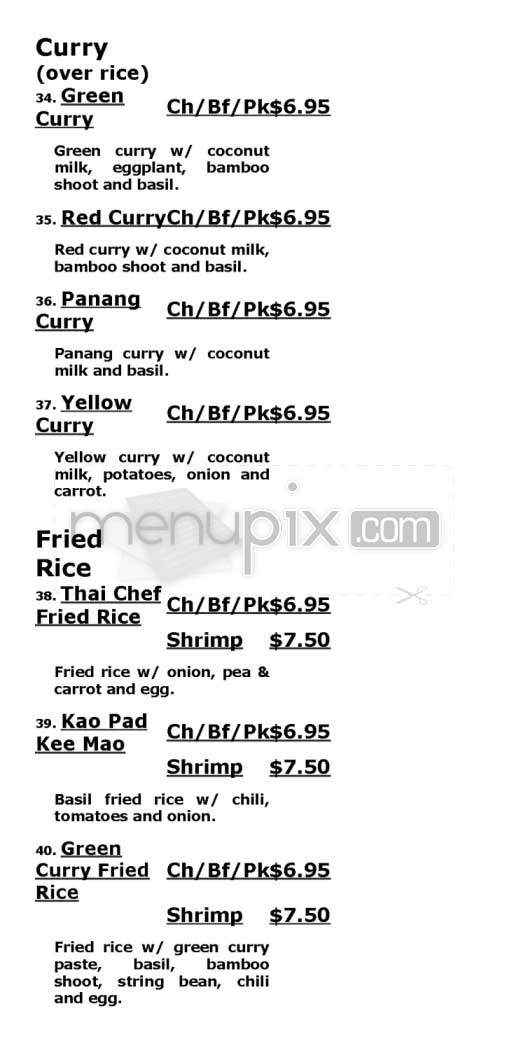 Thai Chef 2 - San Francisco, CA menu_pic