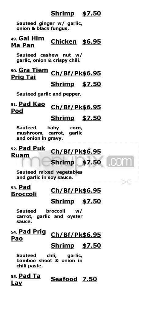 Thai Chef 2 - San Francisco, CA menu_pic