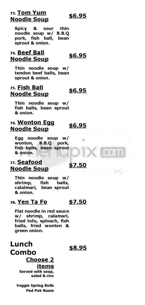 Thai Chef 2 - San Francisco, CA menu_pic