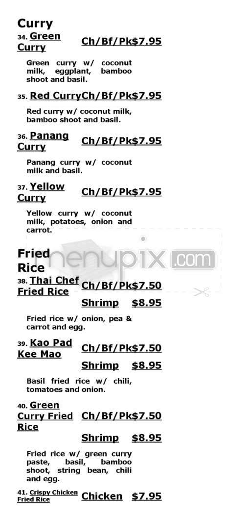 Thai Chef 2 - San Francisco, CA menu_pic