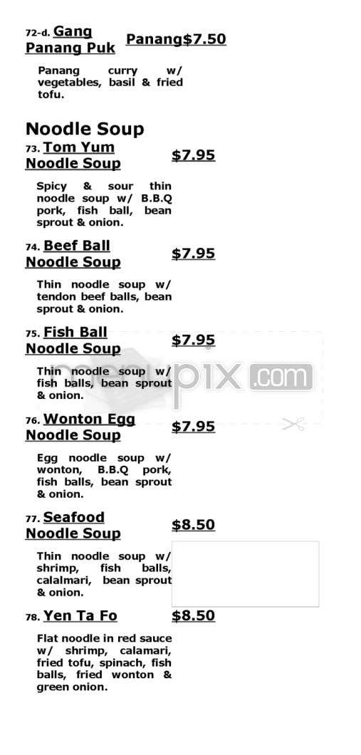 Thai Chef 2 - San Francisco, CA menu_pic
