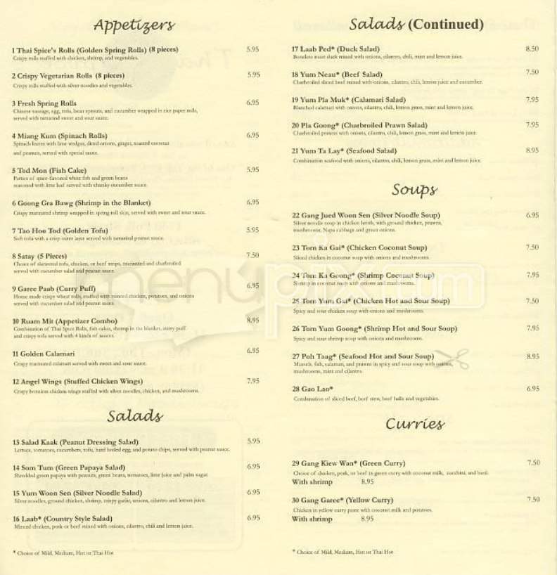 Thai Spice Restaurant - Frisco, TX menu_pic