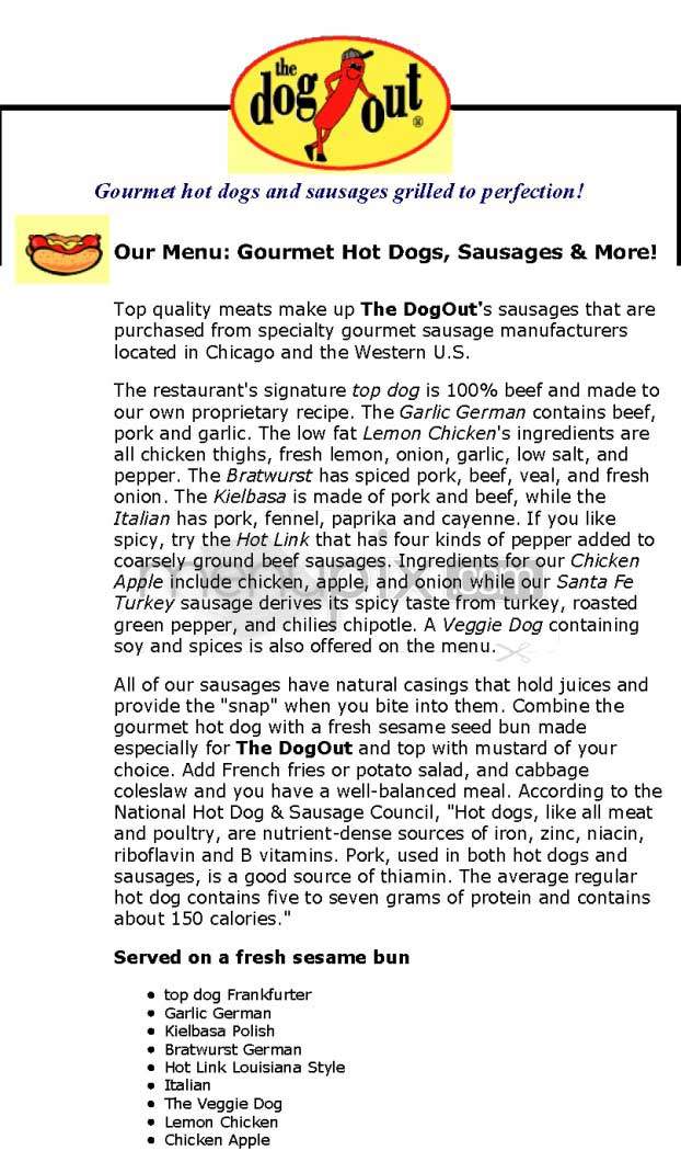 The DogOut - San Francisco, CA menu_pic